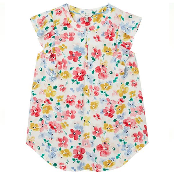 Joules Chalk Floral Anastasia Frill Sleeve Top