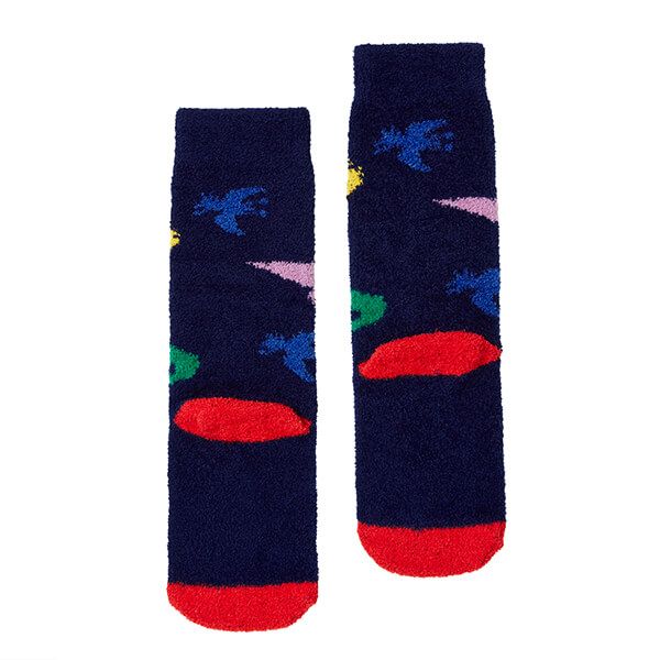 Joules Navy Dinosaur Fluffy Sock