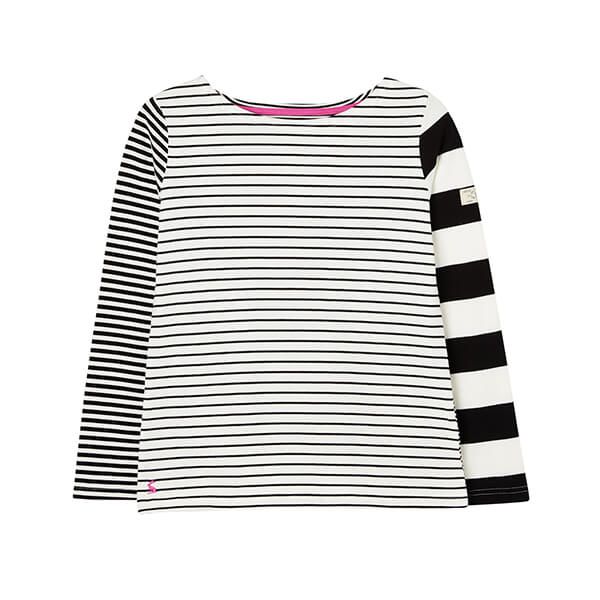 Joules Black Creme Stripe Harbour Long Sleeve Jersey Top