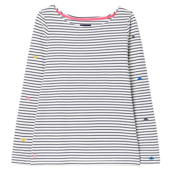 Joules Multi Bee Stripe Harbour Embroidered Long Sleeve Jersey Top