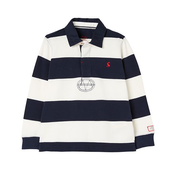 Joules Navy Cream Stripe Onside Stripe Rugby Shirt