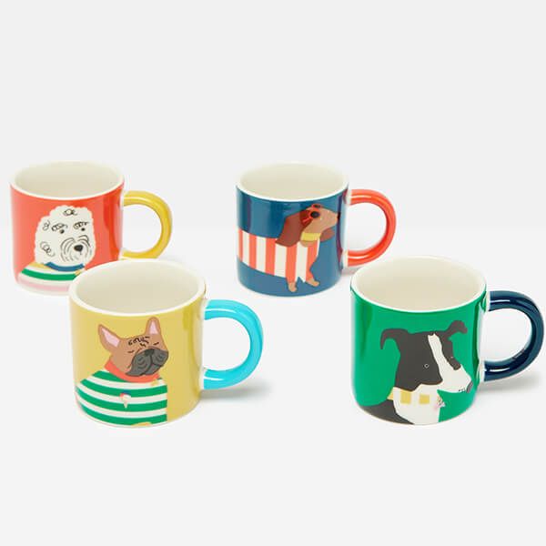 Joules Brightside Dog Set Of 4 Espresso Cuppers