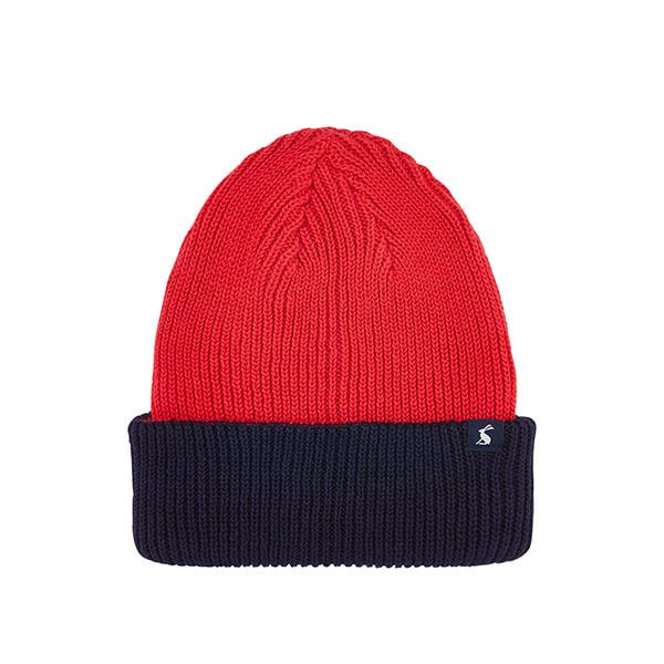 Joules Red Hedley Reversible Knitted Beanie Hat