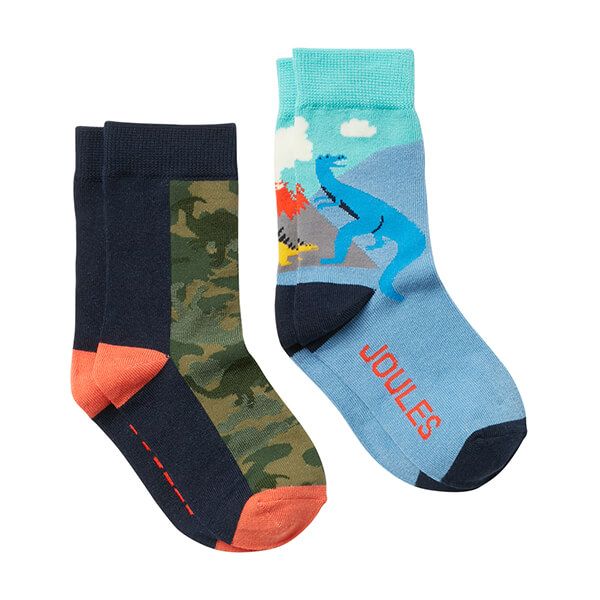 Joules Camo Dino Brill Bamboo 2 Pack Socks