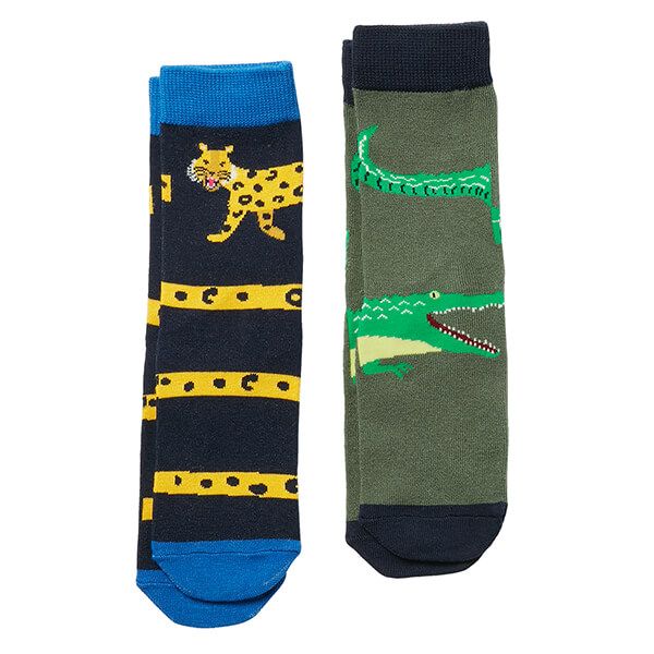 Joules Leopard and Crocodile Brill Bamboo 2 Pack Socks