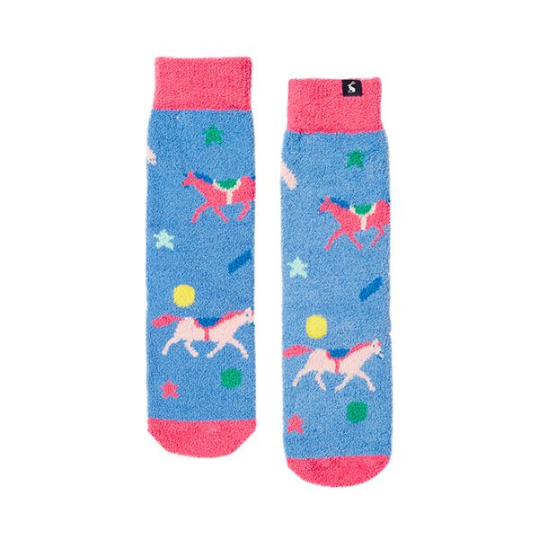 Joules Blue Horse Fluffy Socks