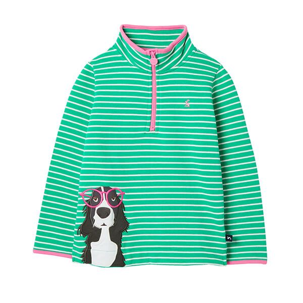 Joules Green Dog Fairdale Printed Half Zip Sweatshirt