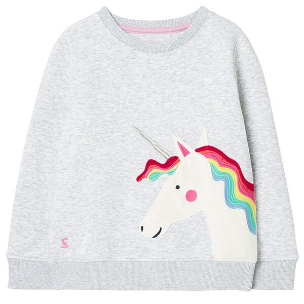 Joules Kids Mackenzie Grey Horse Artwork Sweatshirt