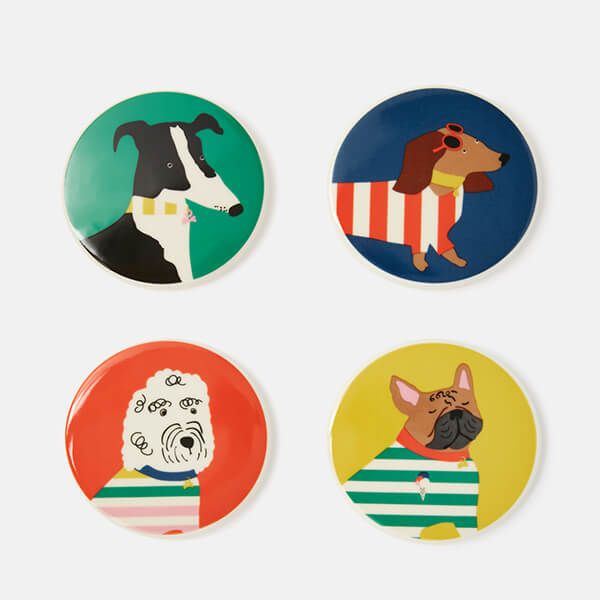 Joules Brightside Conversational Set Of 4 Coasters