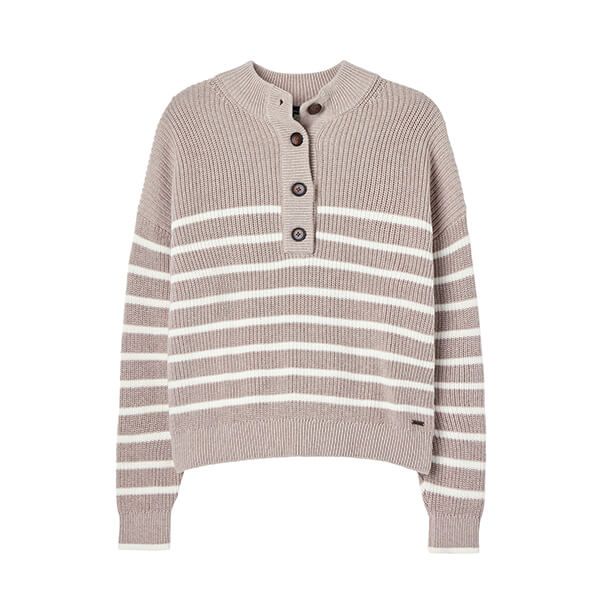 Joules Light Brown Cove Button Through Chunky Jumper