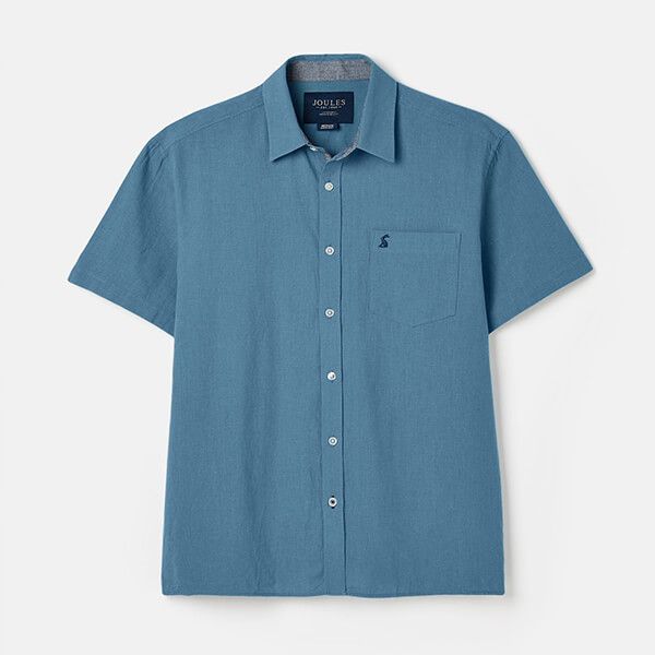 Joules Mens Blue Breaker Short Sleeve Linen Shirt