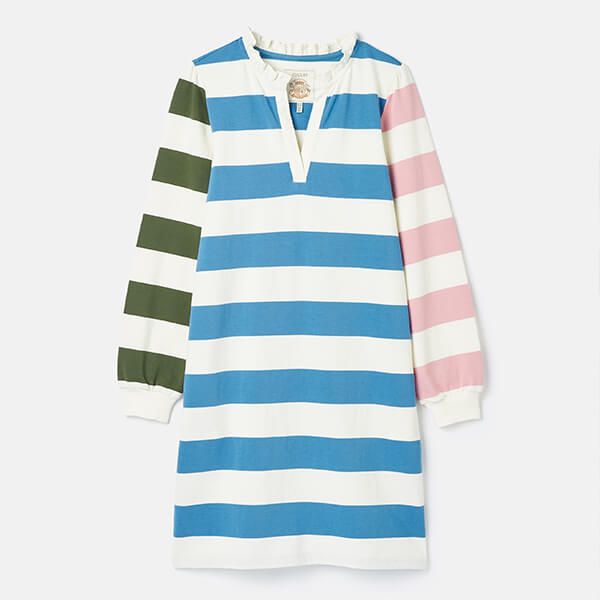 Joules Multi Striped Sophia Rugby Shirt Dress