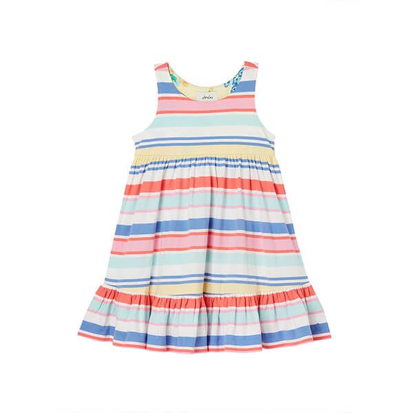 Joules Kids Multi Stripe Juno Tiered Jersey Dress