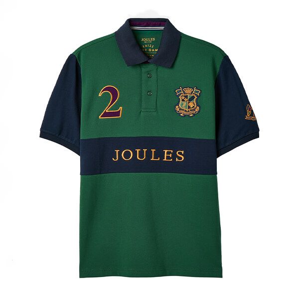 Joules Mens Green Embellished Short Sleeved Polo Shirt