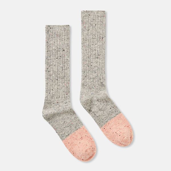 Joules Grey Marl Colour Block Boot Sock Size 4-8