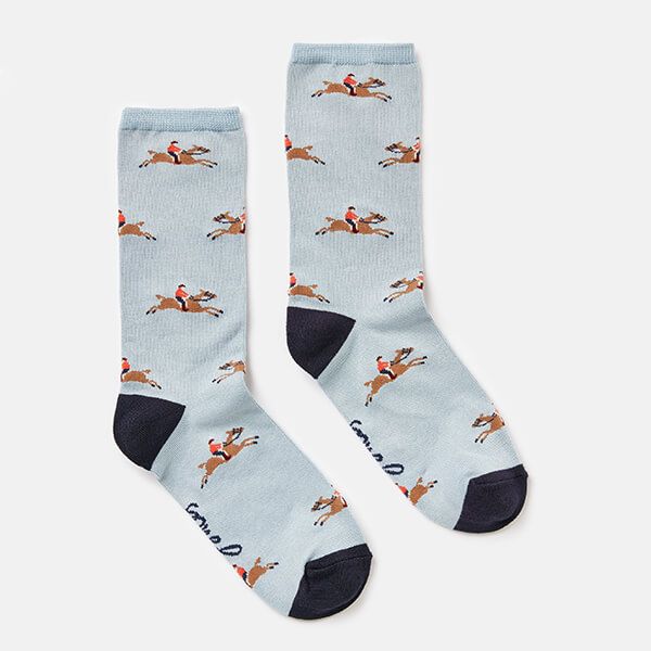 Joules Blue Horse Excellent Everyday Eco Vero Socks Size 4-8