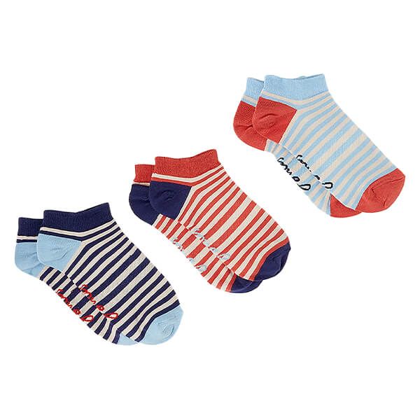 Joules Blue Multi Rilla 3 Pack Trainer Sock Size 4-8