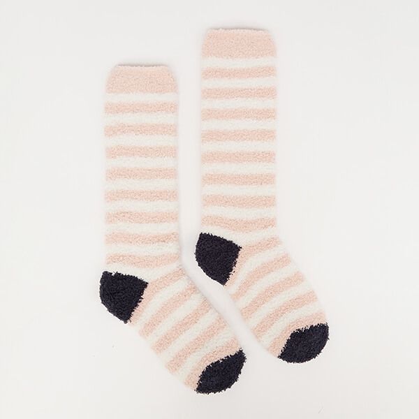 Joules Pink Stripe Fluffy Sock Size 4-8