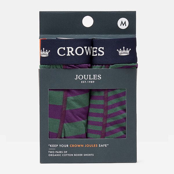 Joules Mens Green Stripe Crown Joules Underwear 2 Pack