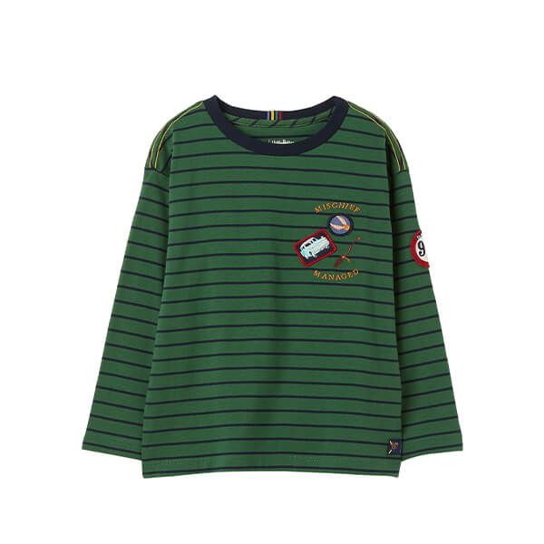 Joules Kids Harry Potter Green Navy Stripe Mischief Managed Long Sleeve Top