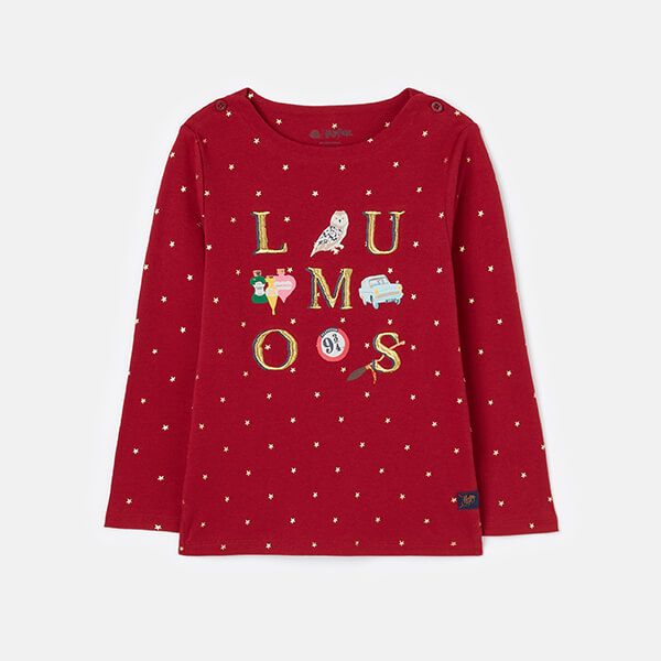 Joules Kids Harry Potter Rhubarb Star Charms Class Top