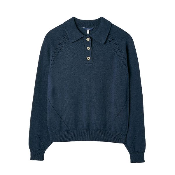 Joules Navy Mia Collared Pointelle Jumper