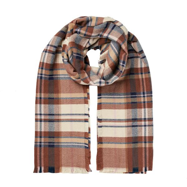 Joules Brown Check Bracewell Large Blanket Scarf