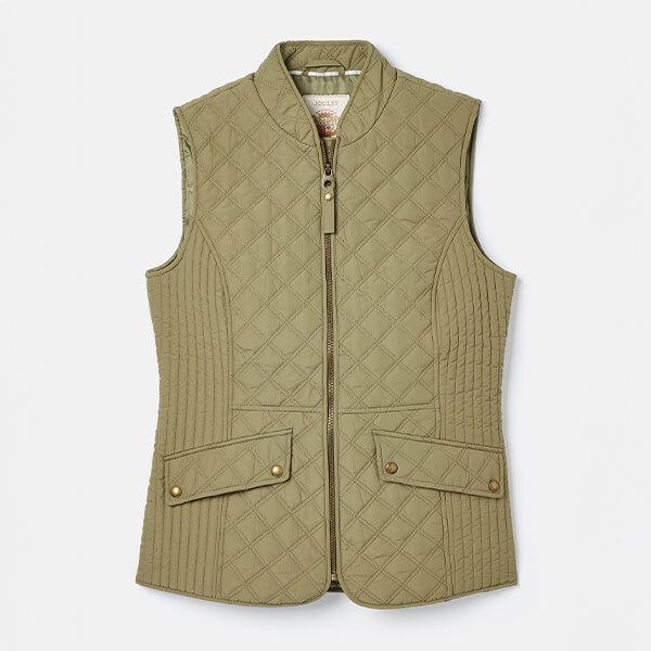 Joules Taupe Green Minx Diamond Quilted Gilet