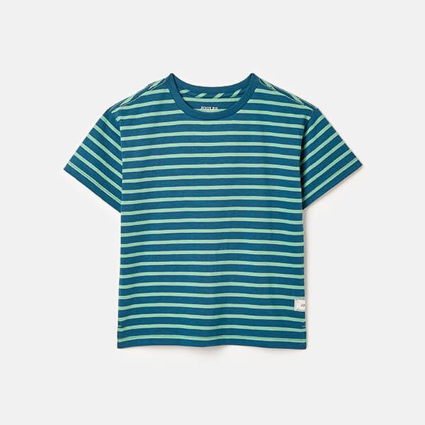Joules Kids Teal Navy Stripe Laundered Stripe T-Shirt