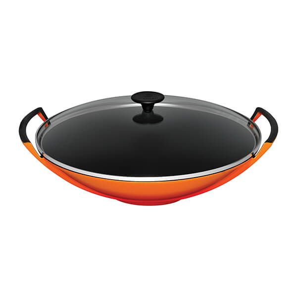 Le Creuset Volcanic Cast Iron Wok and Glass Lid