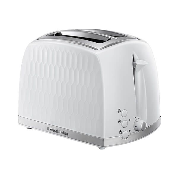Russell Hobbs Honeycomb 2 Slice White Toaster