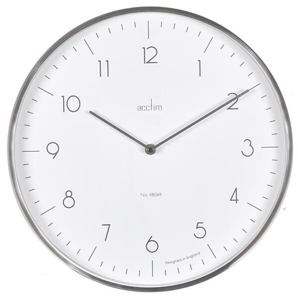 Acctim Madison Wall Clock Brushed Steel/White