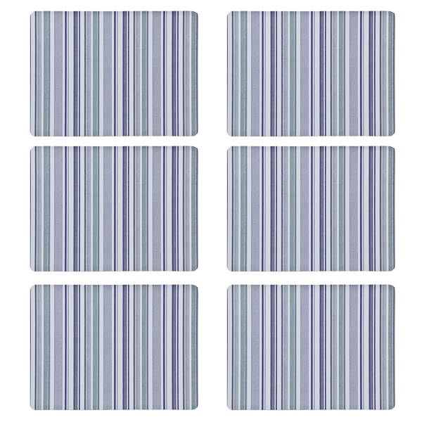 Denby Set Of 6 Blue Stripe Cork Backed Placemats