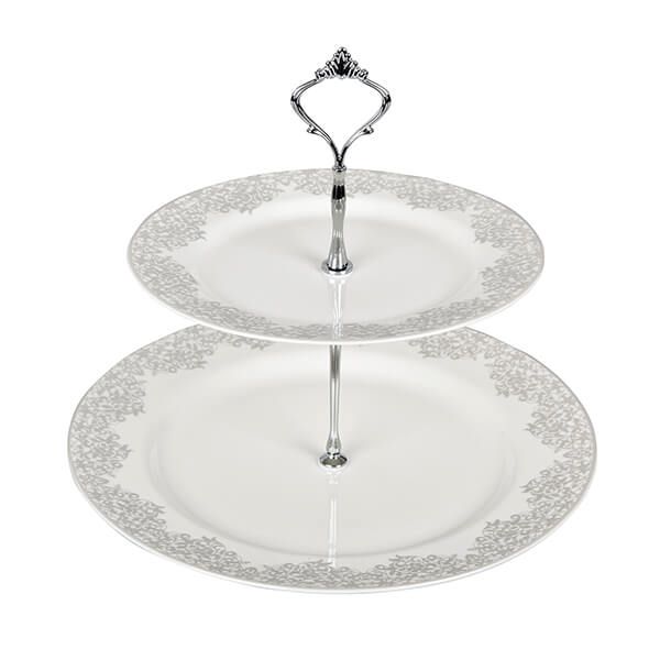 Denby Monsoon Filigree Silver Cake Stand