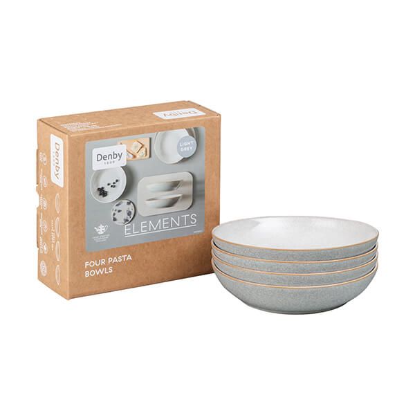 Denby Elements Light Grey Set Of 4 Pasta Bowls