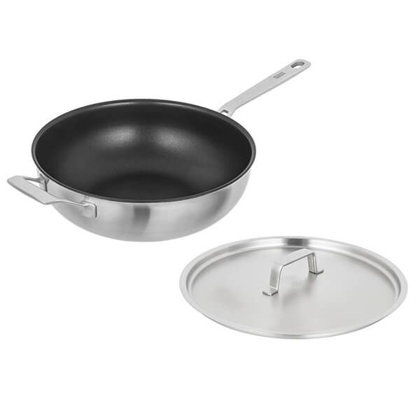 Kuhn Rikon Culinary Fiveply 28cm Non-Stick Wok/Chef's Pan with Lid and Helper Handle