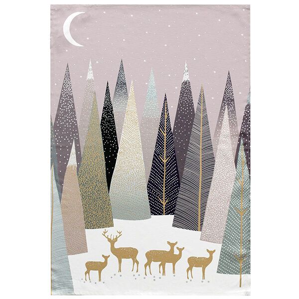 Sara Miller Frosted Pines Collection Tea Towel Deer