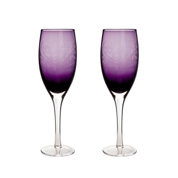 Denby Set Of 2 Monsoon Cosmic White Wine Glasses