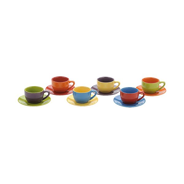 BIA Set of 6 Espresso Cups & Saucers Assorted Colours