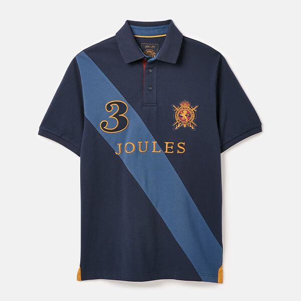 Joules Mens French Navy Embellished Polo Shirt