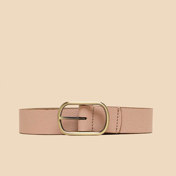 White Stuff Reversible Leather Belt Gold Tan