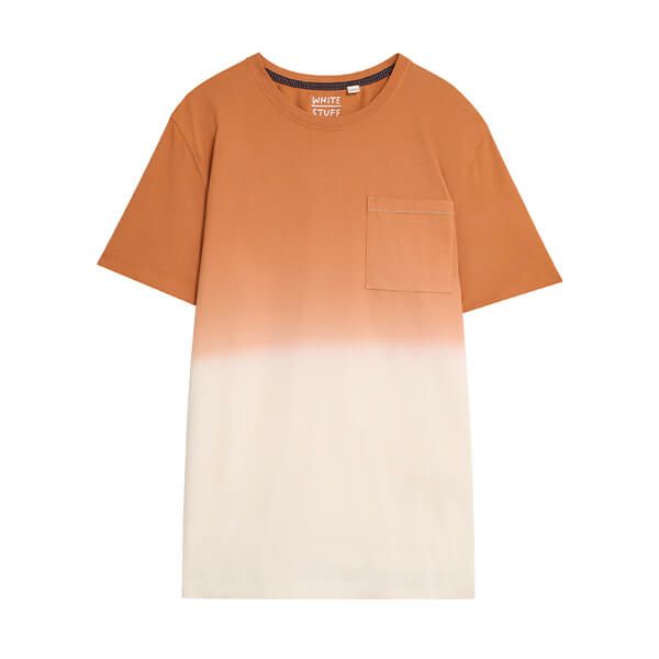 White Stuff Mens Abersoch Dip Dye Short Sleeve T-Shirt Orange Multi