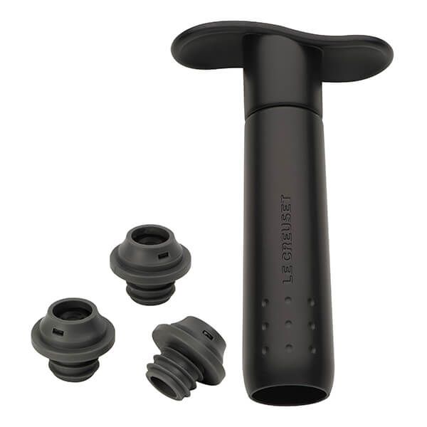 Le Creuset WA-137 Wine Pump and 3 Stoppers Black