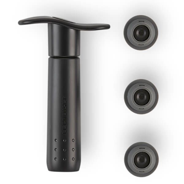 Le Creuset WA-137 Wine Pump and 3 Stoppers Black