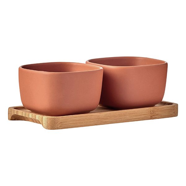 BIA International Share Set of 2 Square Bowls Terracotta