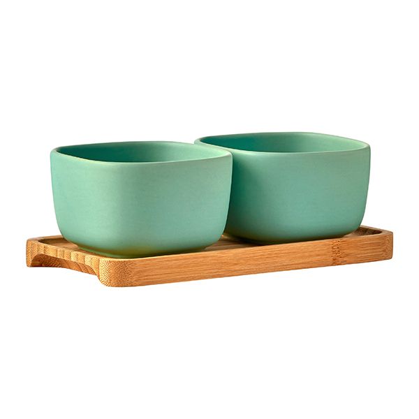 BIA International Share Set of 2 Square Bowls Green