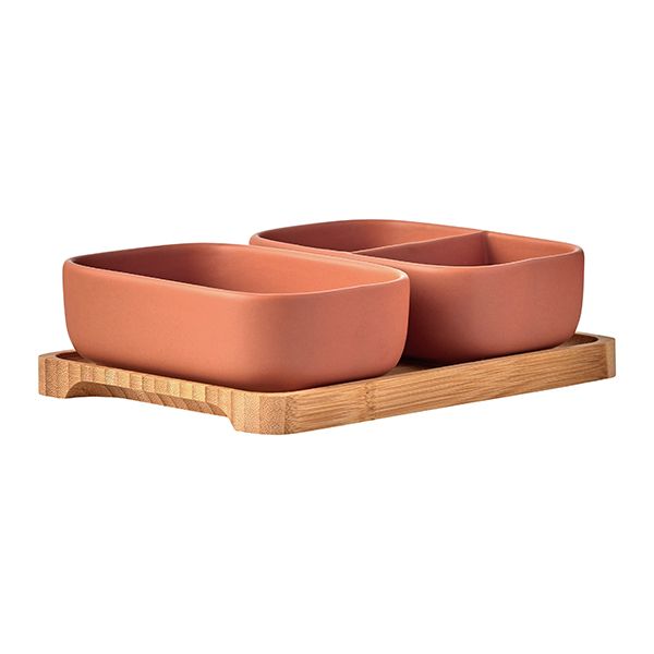 BIA International Share Set of 2 Rectangular Bowls Terracotta