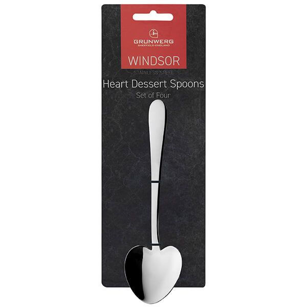 Grunwerg Windsor Set Of 4 Heart Shaped Dessert Spoons