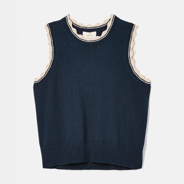 Joules Navy Claudette Scallop Trim Knitted Tank Top