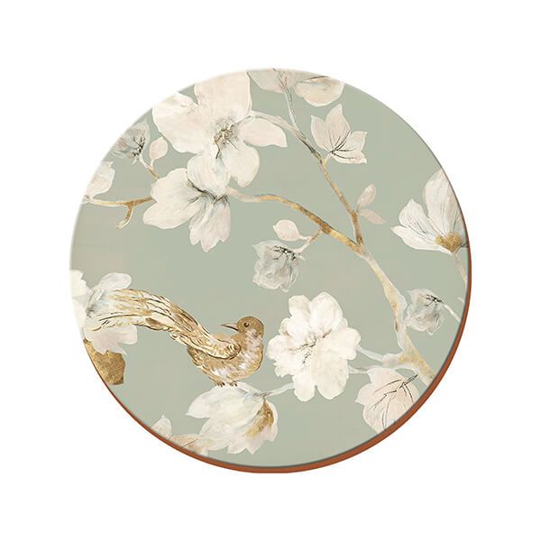 Creative Tops Duck Egg Floral Set of 4 Premium Round Table Mats